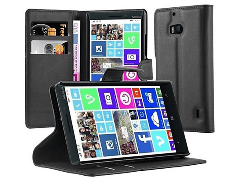 930, / Lumia Standfunktion, PHANTOM Nokia, CADORABO Bookcover, SCHWARZ 929 Book Hülle