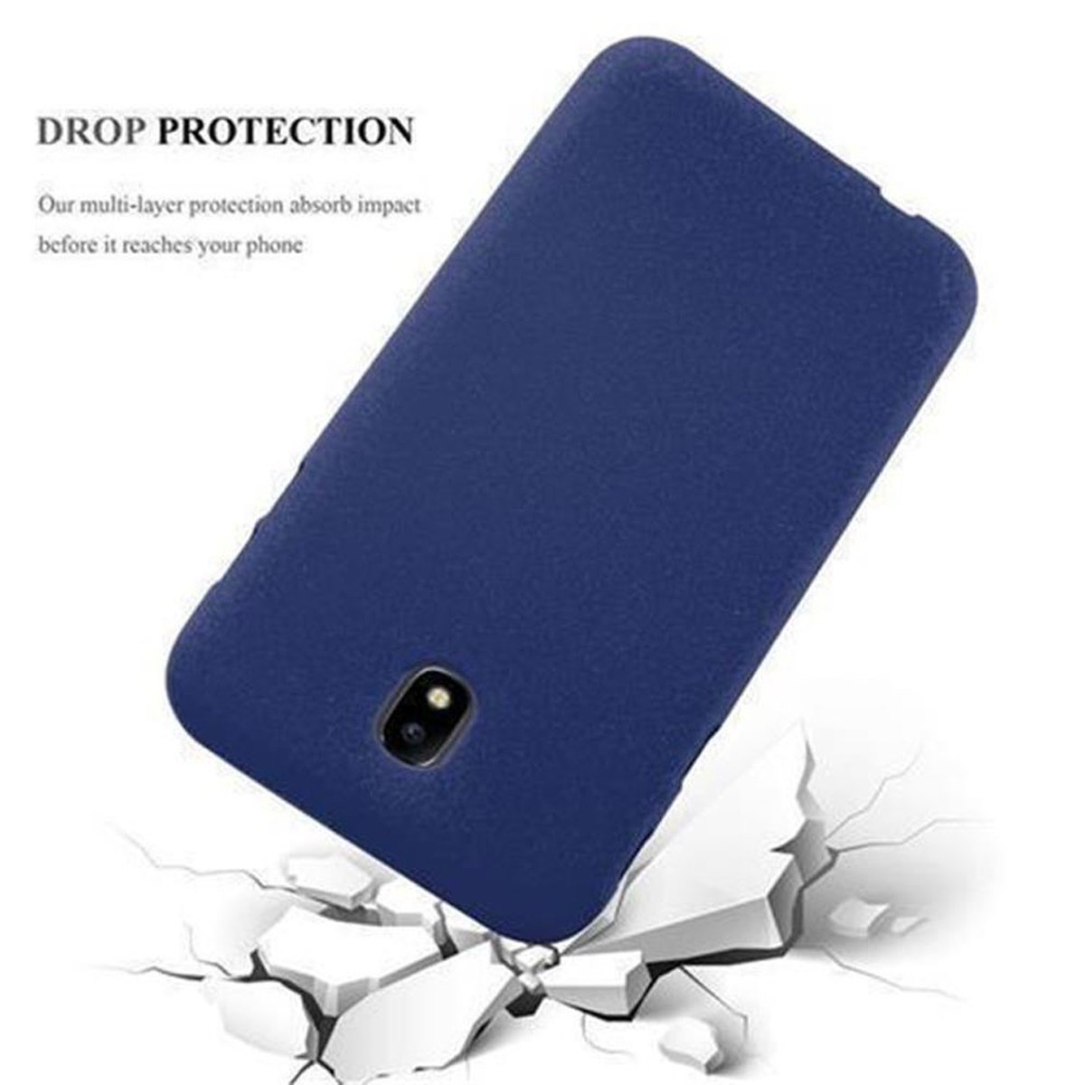 TPU Frosted J7 Galaxy Schutzhülle, FROST Samsung, Backcover, BLAU DUNKEL CADORABO 2017,