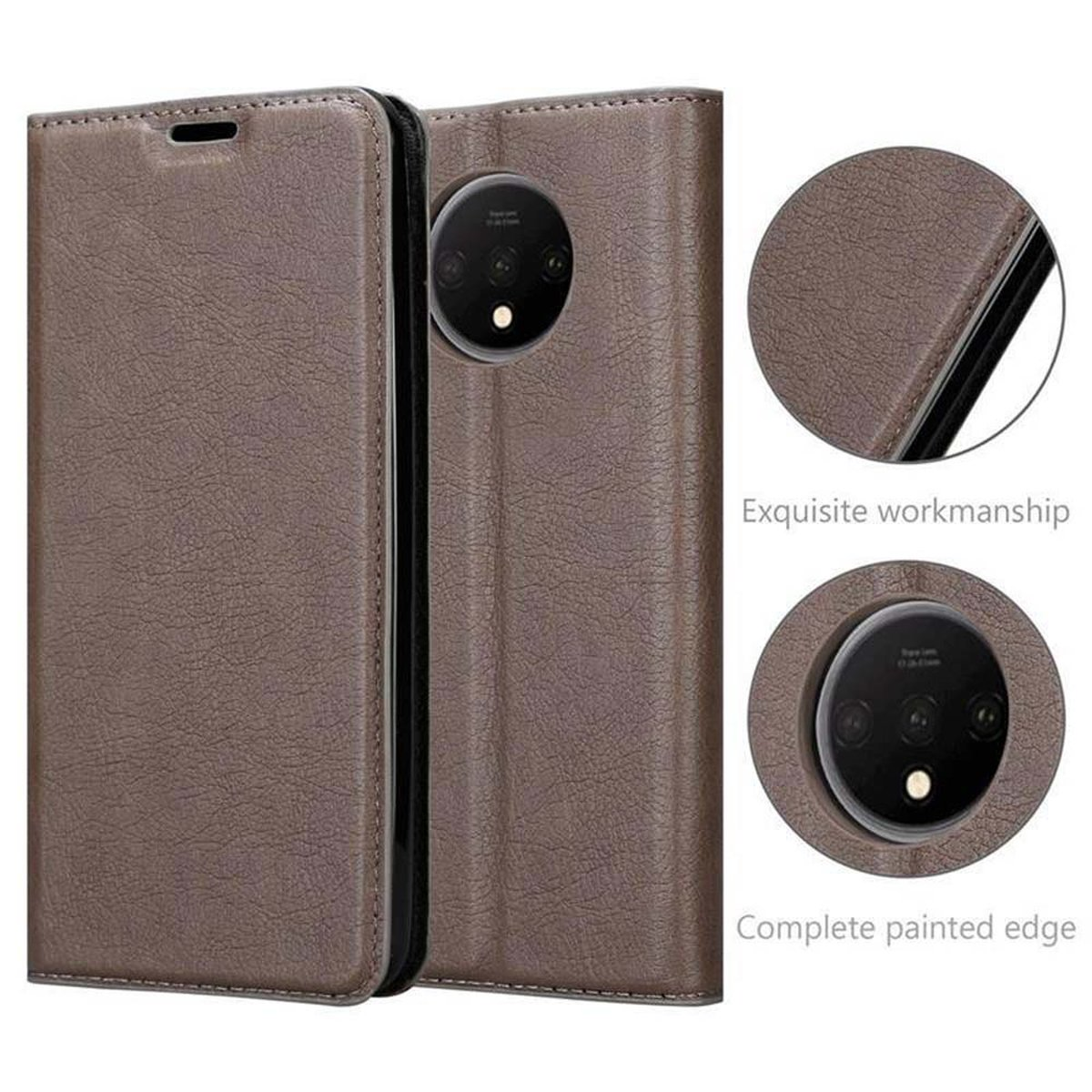 CADORABO Book Hülle Invisible Magnet, Bookcover, 7T, KAFFEE BRAUN OnePlus