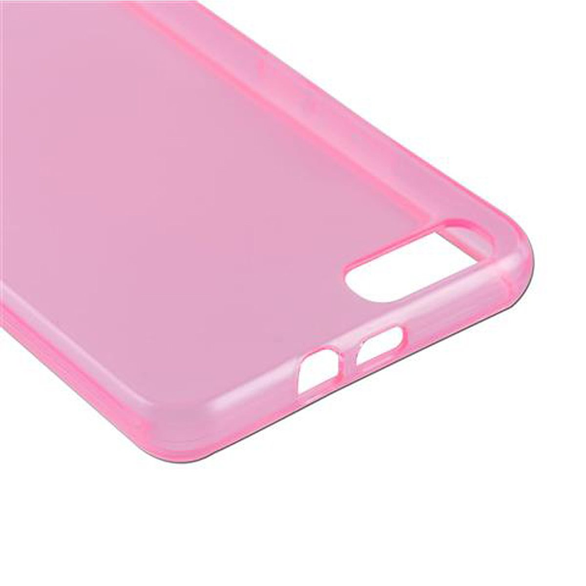 Custodia per telefono rosa. La custodia è vuota e presenta aperture per pulsanti e porte.