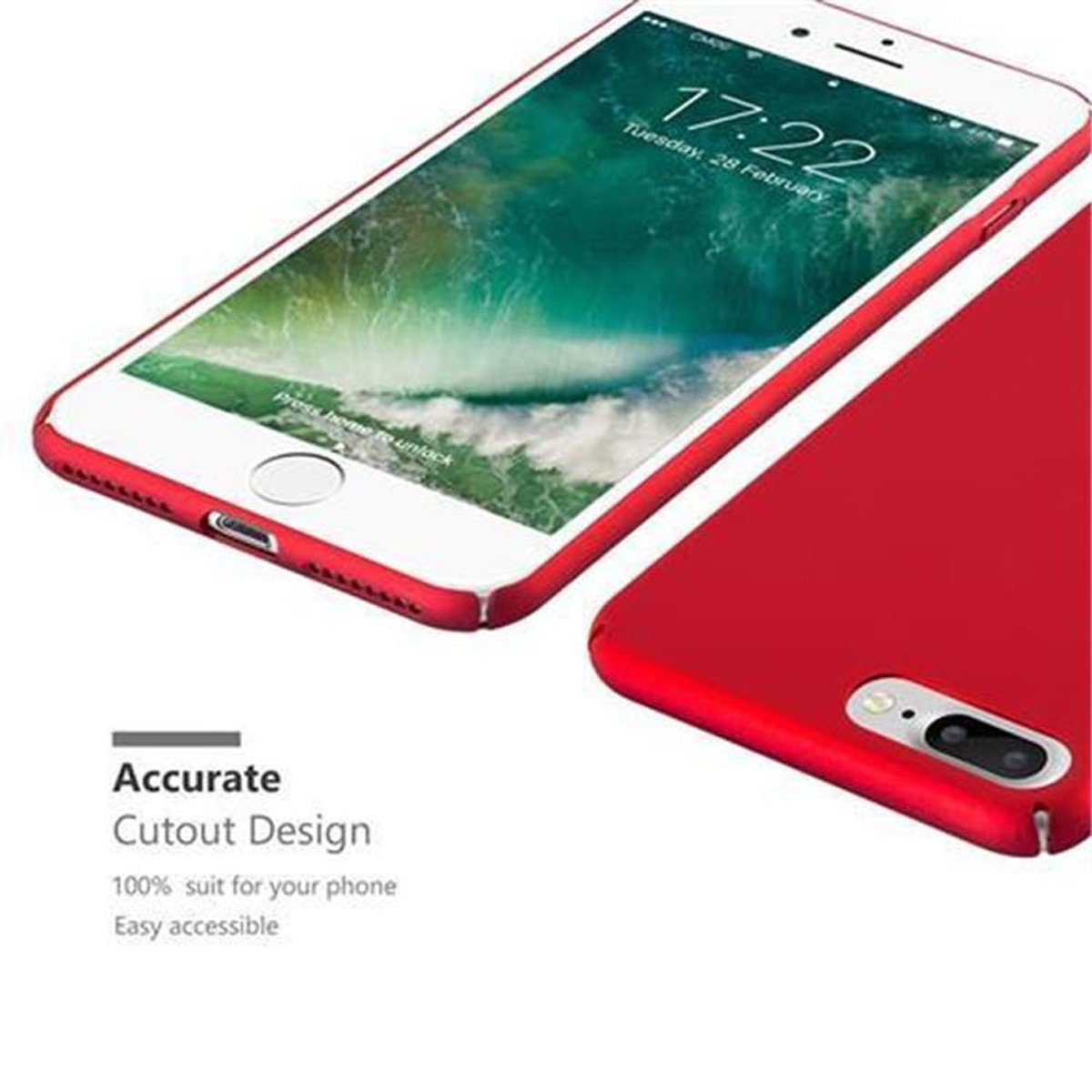 CADORABO Hülle im Hard Case METALL PLUS, / Apple, / PLUS 8 7 PLUS ROT iPhone Metall 7S Matt Style, Backcover