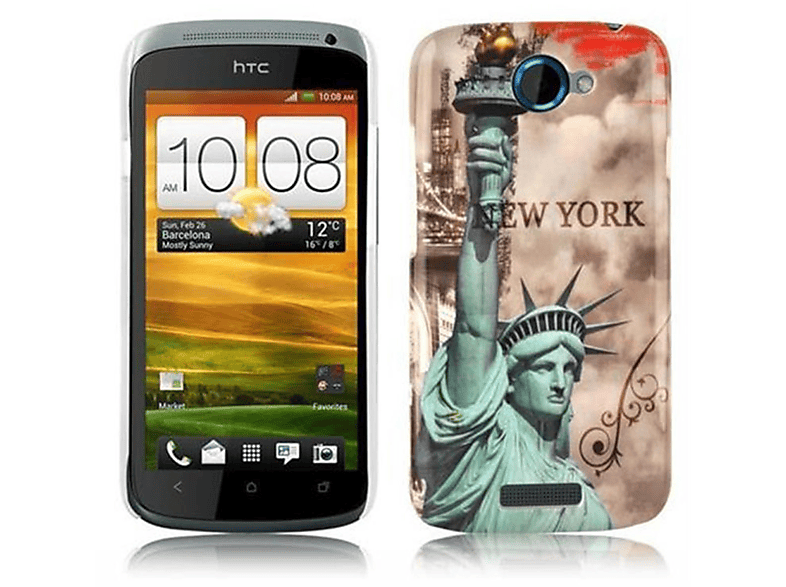 HTC, Design, Backcover, Schutzhülle Case Hard - im FREIHEITSSTATUE trendigen Hülle S, ONE CADORABO NEW YORK
