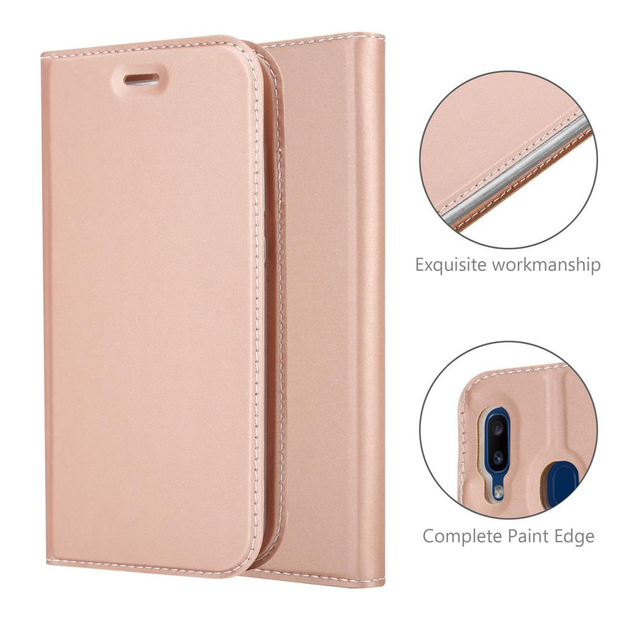 CADORABO A10e Samsung, Book CLASSY GOLD Handyhülle Galaxy Style, / Bookcover, Classy A20e, ROSÉ