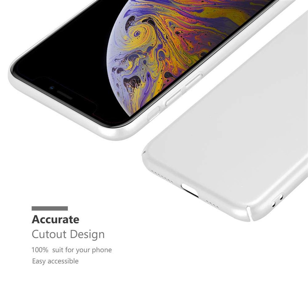 CADORABO Hülle im Apple, Backcover, XS iPhone SILBER Case Style, METALL Hard MAX, Matt Metall