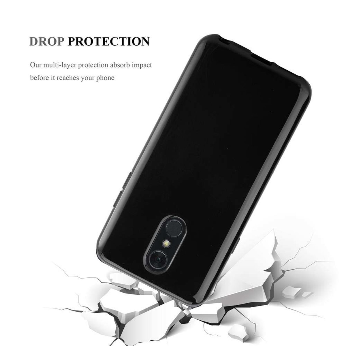 Schutzhülle, Ultra / LG, Q7+, CADORABO Slim AIR Backcover, Q7 / Q7a TPU SCHWARZ