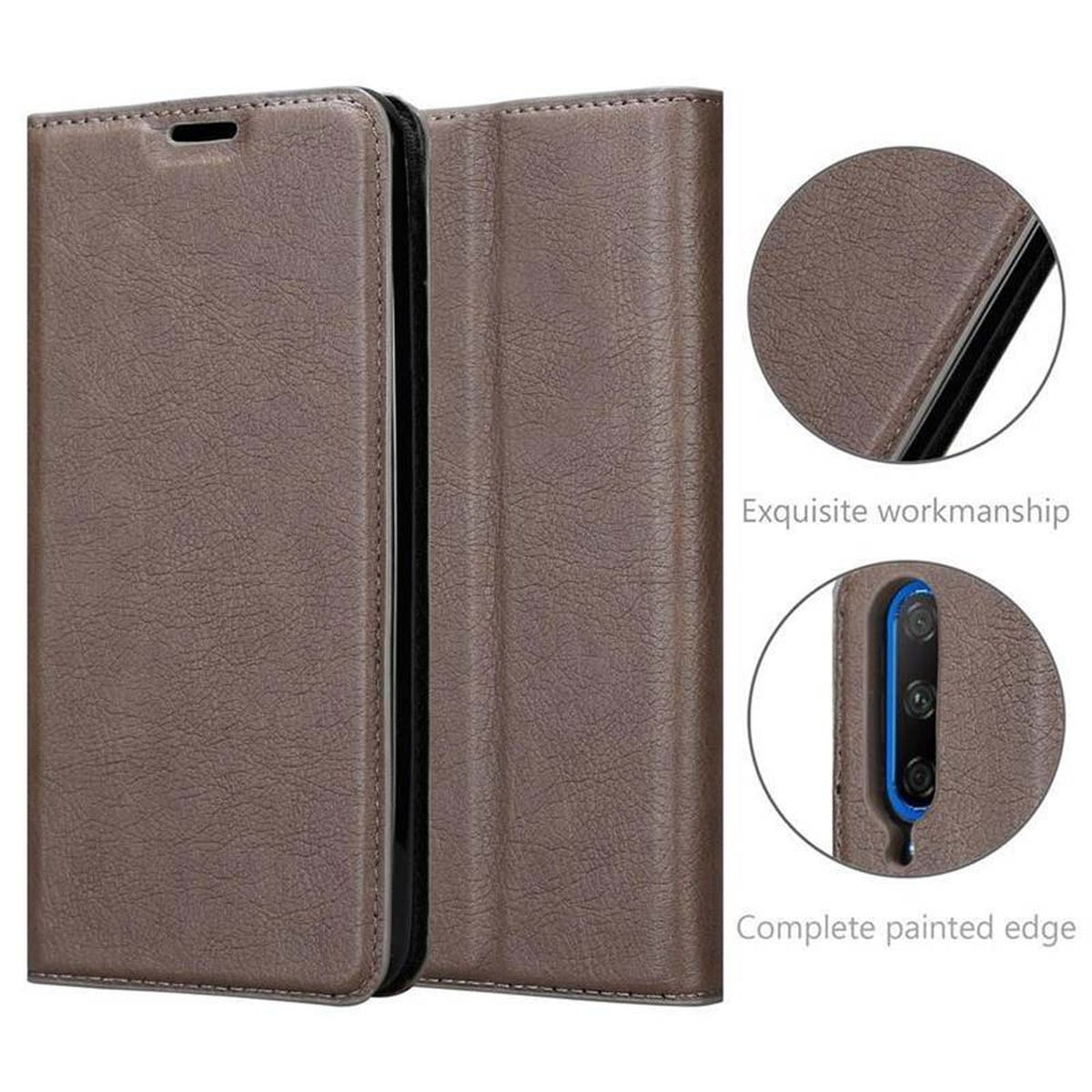 CADORABO Book Hülle Invisible Magnet, Honor, PRO, 9X Bookcover, BRAUN KAFFEE