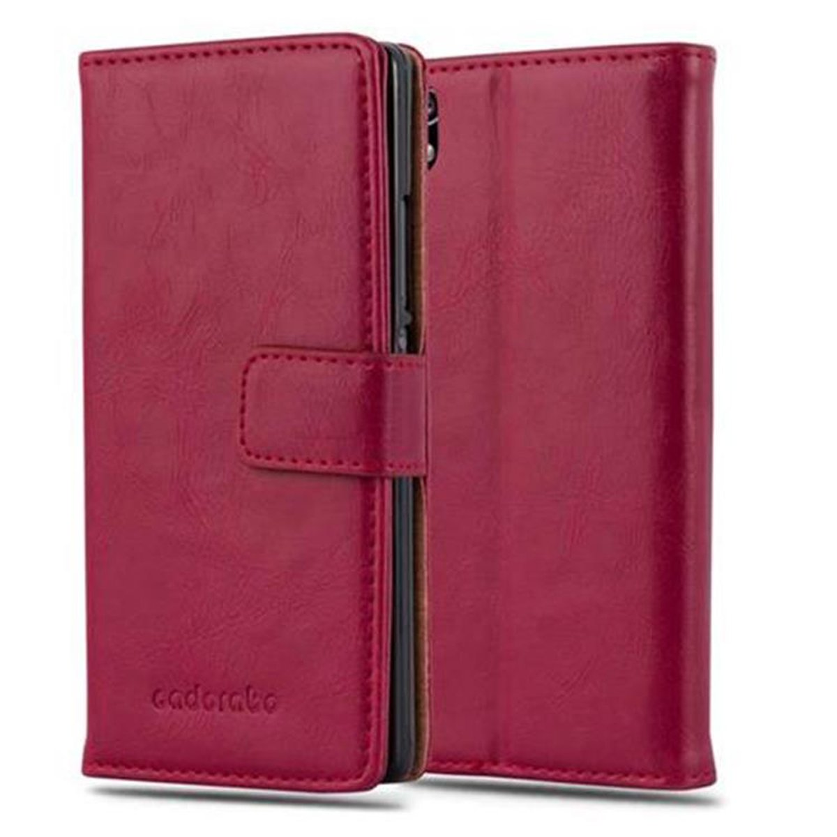 P7, Huawei, Luxury ASCEND Hülle Book ROT Bookcover, WEIN CADORABO Style,