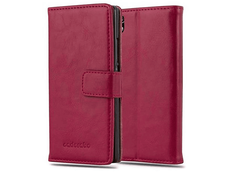 CADORABO Hülle Luxury Book Style, Bookcover, Huawei, ASCEND P7, WEIN ROT