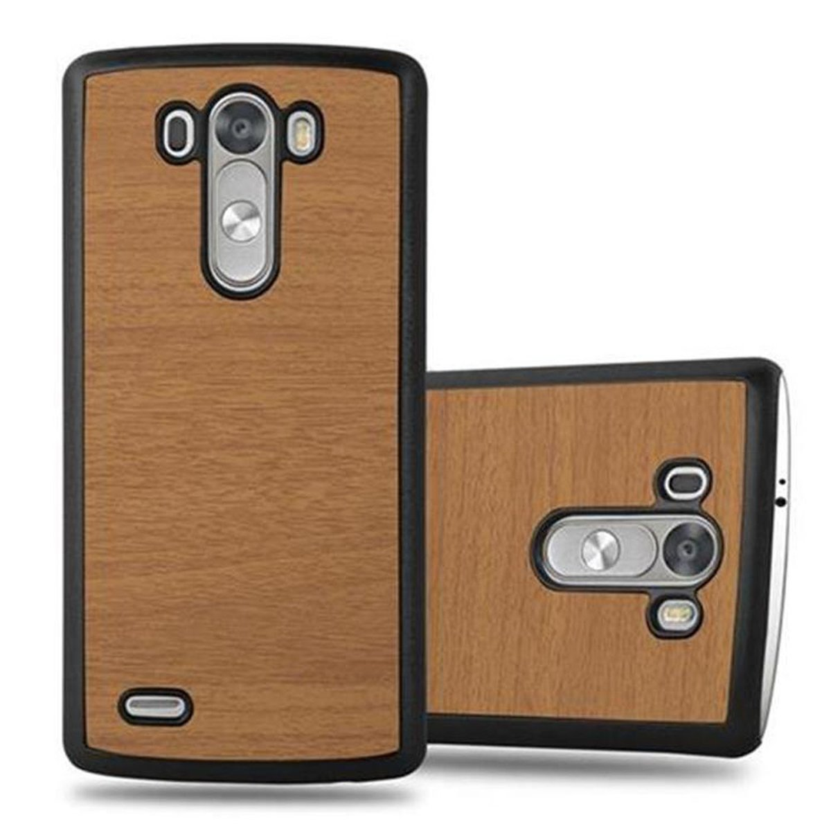 CADORABO Hülle BRAUN Hard Style, Backcover, WOODY Case Woody LG, G3