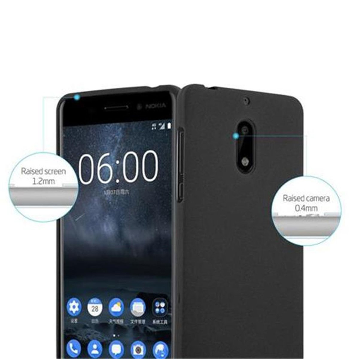 TPU Frosted 6 Schutzhülle, 2017, Nokia, CADORABO FROST Backcover, SCHWARZ