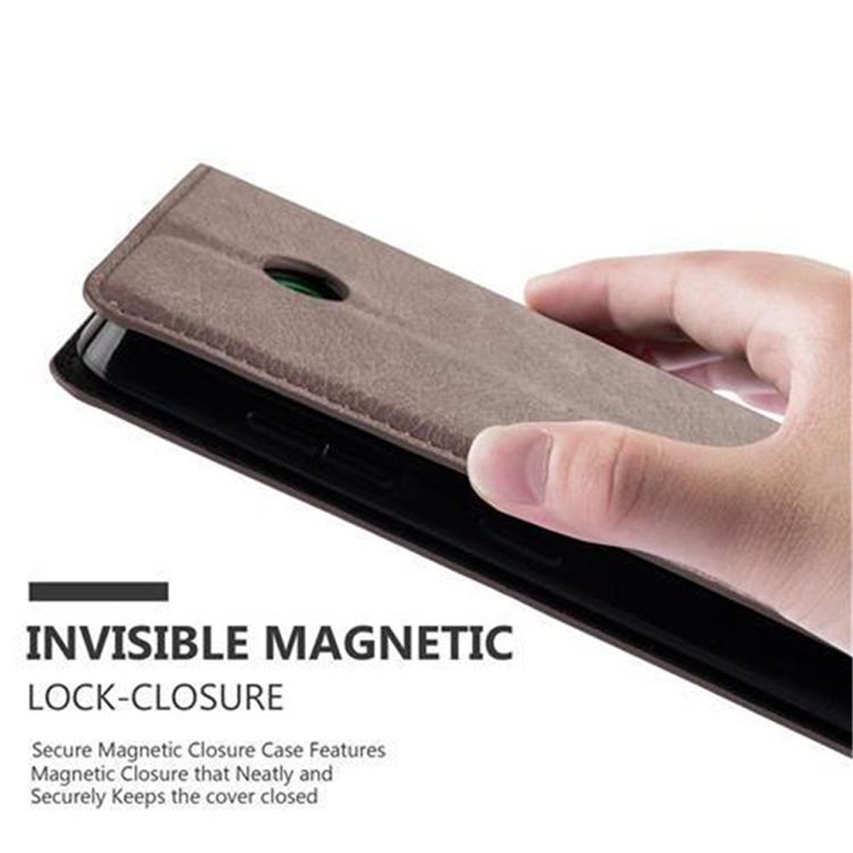 CADORABO 635, 630 BRAUN Book Invisible Magnet, KAFFEE Bookcover, / Lumia Hülle Nokia,