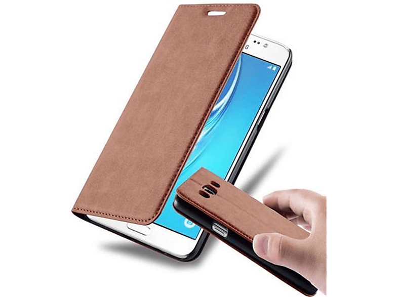 CADORABO Book J5 Hülle Samsung, 2015, Galaxy BRAUN CAPPUCCINO Invisible Bookcover, Magnet
