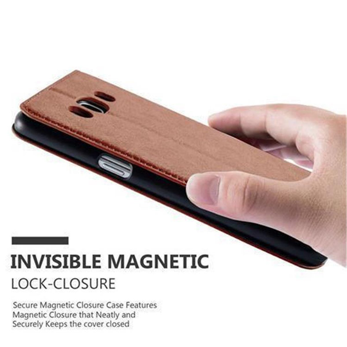 CADORABO Book Hülle Invisible Magnet, J5 BRAUN Galaxy 2015, CAPPUCCINO Samsung, Bookcover
