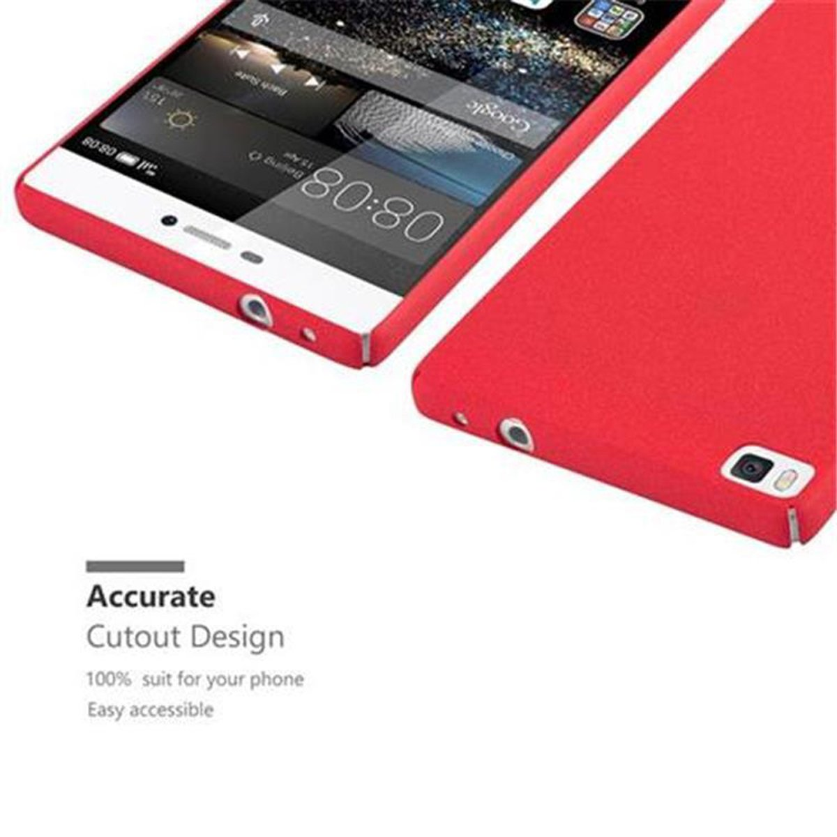 CADORABO Hülle im Hard Case Frosty P8, FROSTY ROT Huawei, Backcover, Style