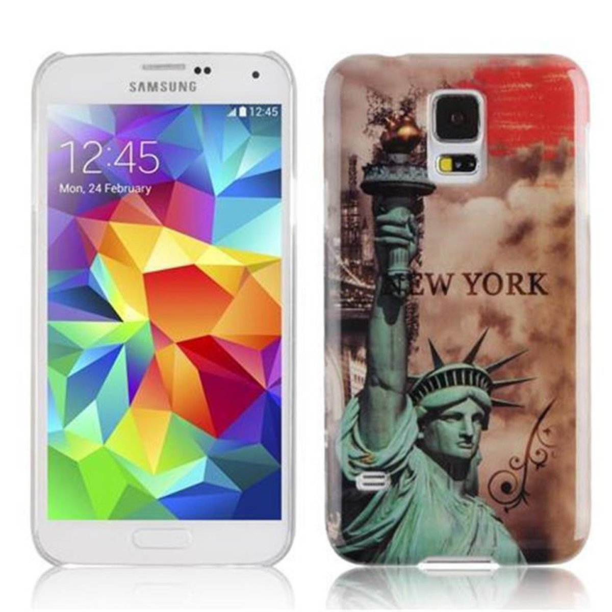 Hülle NEO, / NEW im - Samsung, FREIHEITSSTATUE Design, Galaxy YORK trendigen Hard Backcover, S5 S5 Schutzhülle CADORABO Case
