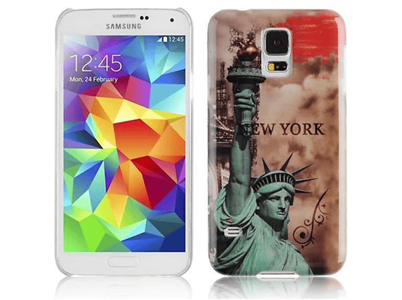 CADORABO Hülle Hard Case Schutzhülle Design, - FREIHEITSSTATUE Galaxy NEW YORK im S5 trendigen NEO, / S5 Samsung, Backcover