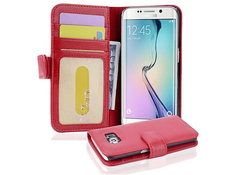 CADORABO Book mit Standfunktuon, ROT Hülle Kartenfach INFERNO Bookcover, Samsung, Galaxy S6 EDGE