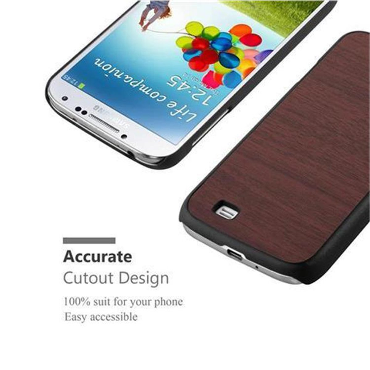 Hard Hülle CADORABO S4, Style, Samsung, Galaxy KAFFEE Woody Case Backcover, WOODY
