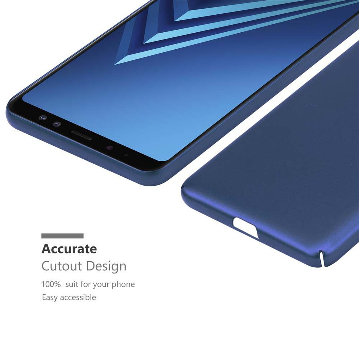 A8 2018, Backcover, METALL Galaxy im Matt Hard Style, BLAU Case Metall Samsung, CADORABO Hülle