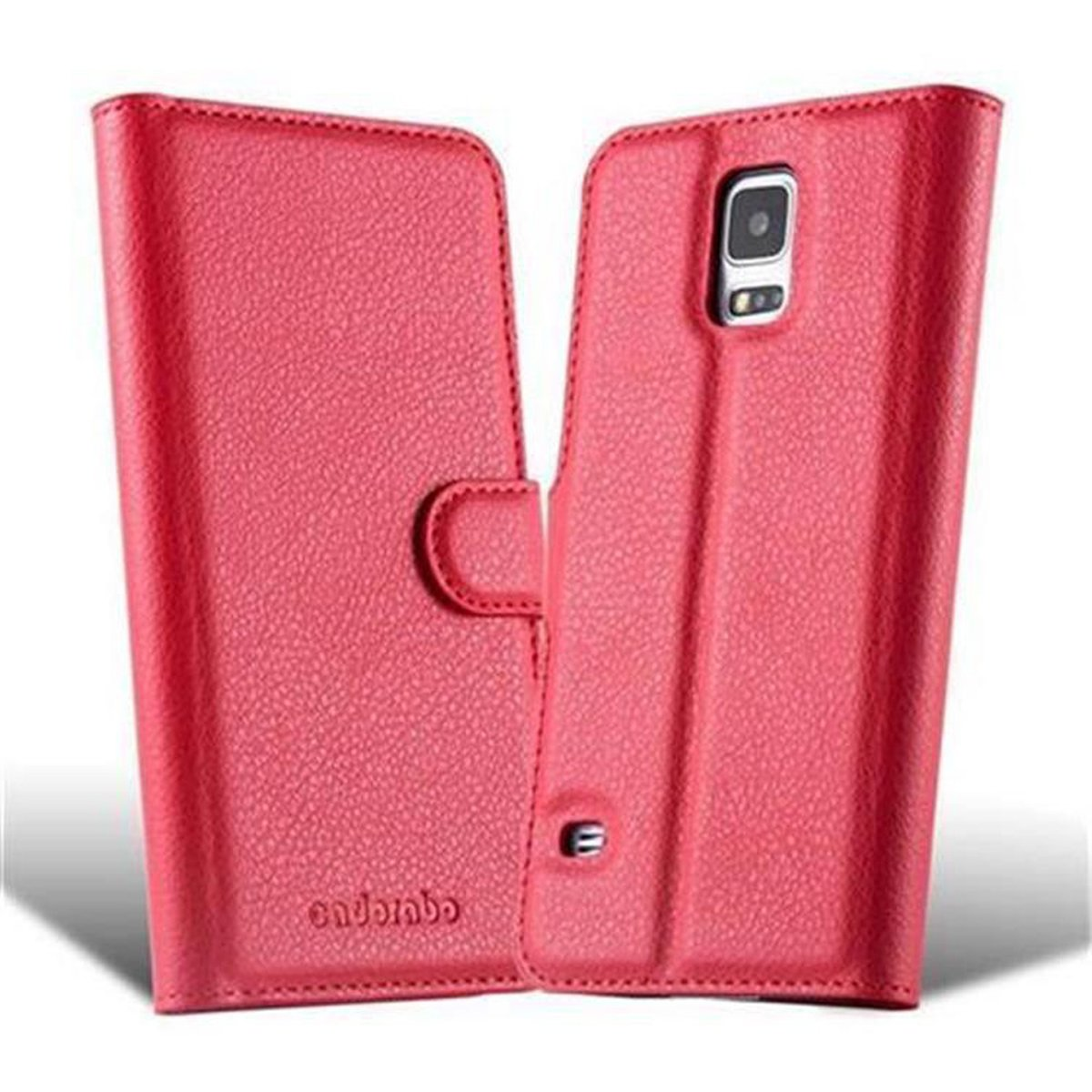 CADORABO Book Hülle Standfunktion, Bookcover, Samsung, Galaxy / KARMIN ROT S5 S5 NEO