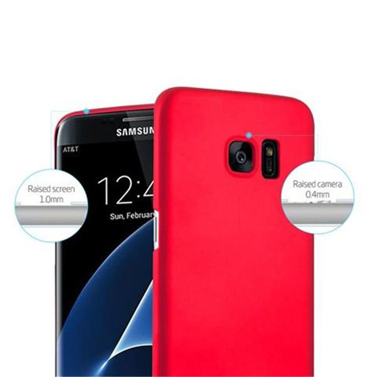 CADORABO Hülle im Hard EDGE, ROT S7 Samsung, Metall Galaxy Case Matt Backcover, Style, METALL