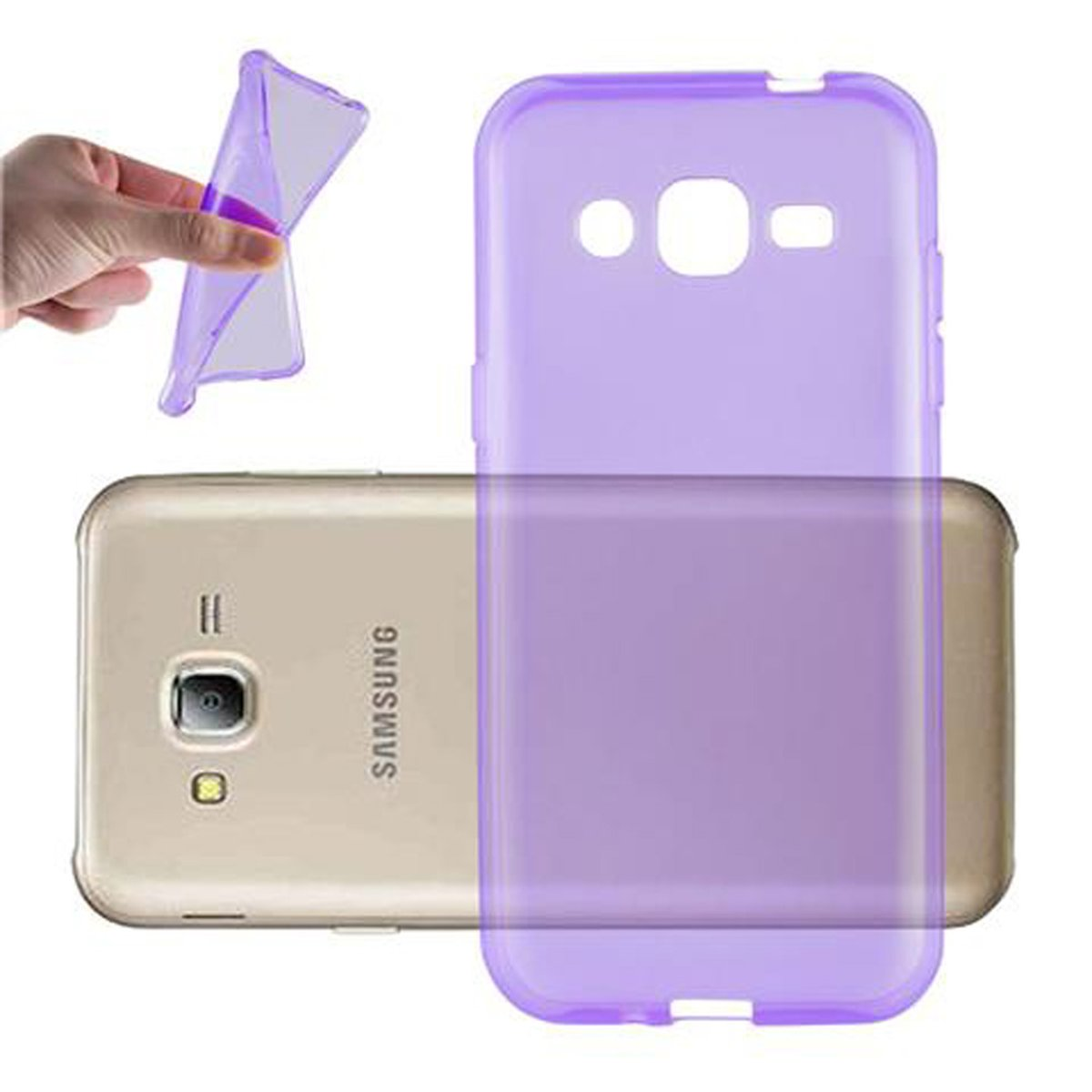 CADORABO TPU Ultra Slim Schutzhülle, LILA Backcover, Samsung, J2 AIR Galaxy TRANSPARENT 2015