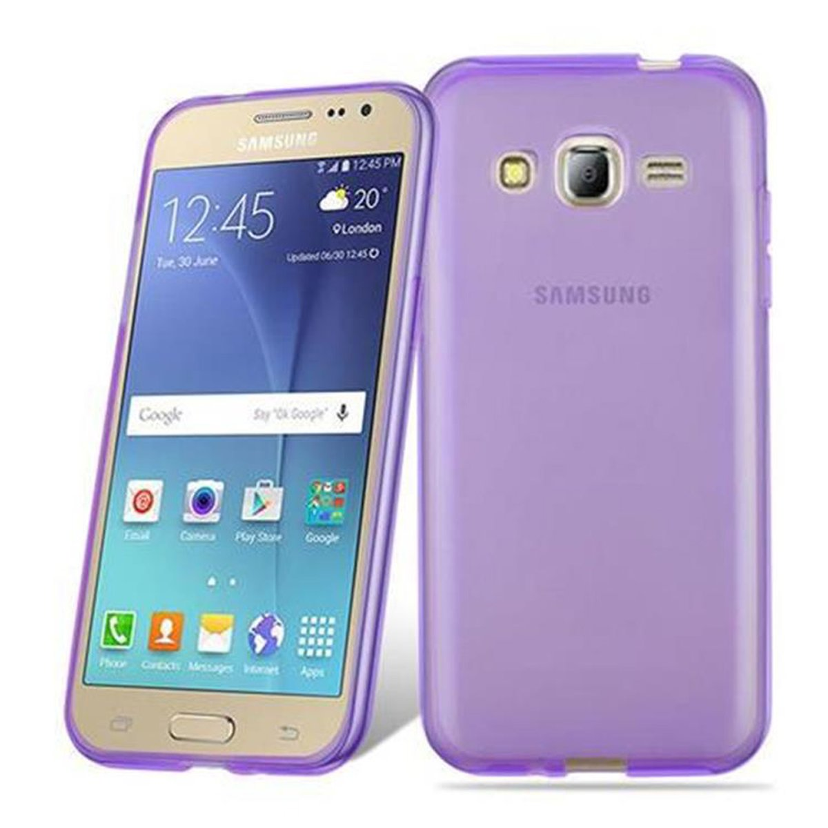 CADORABO TPU Ultra Slim AIR Samsung, J2 Backcover, LILA 2015, TRANSPARENT Galaxy Schutzhülle