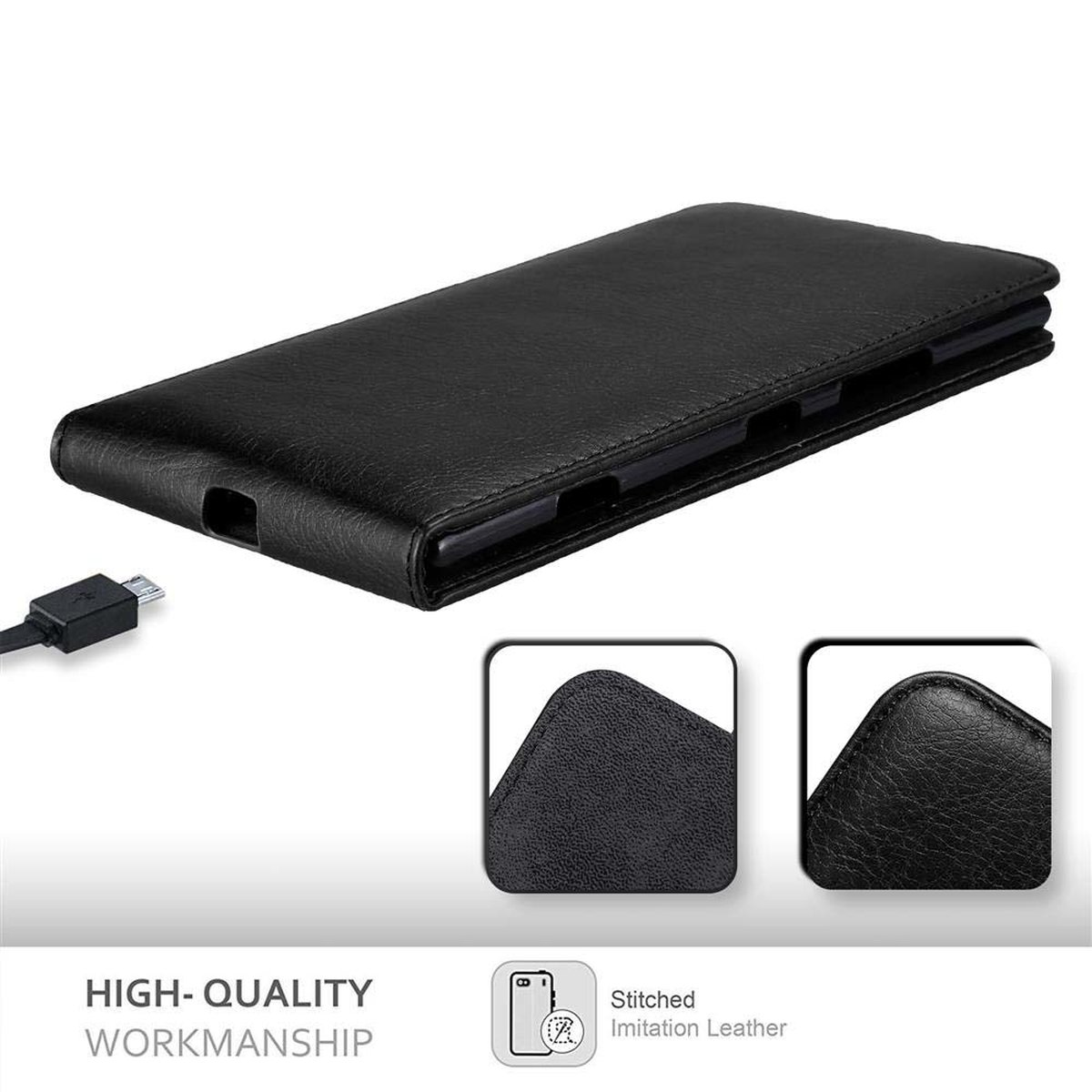 CADORABO im Lumia Flip Flip 1520, NACHT SCHWARZ Style, Nokia, Cover, Hülle