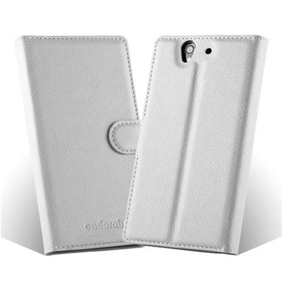 CADORABO Book Hülle Standfunktion, Xperia Z, Bookcover, ARKTIS Sony, WEIß