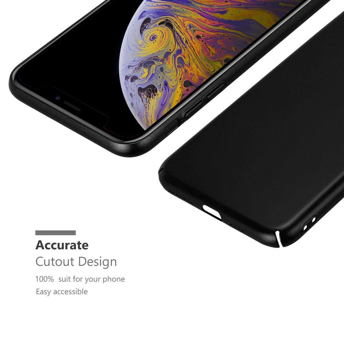 Metall SCHWARZ Hülle CADORABO METALL Hard iPhone XS Case Style, Apple, Backcover, MAX, Matt im