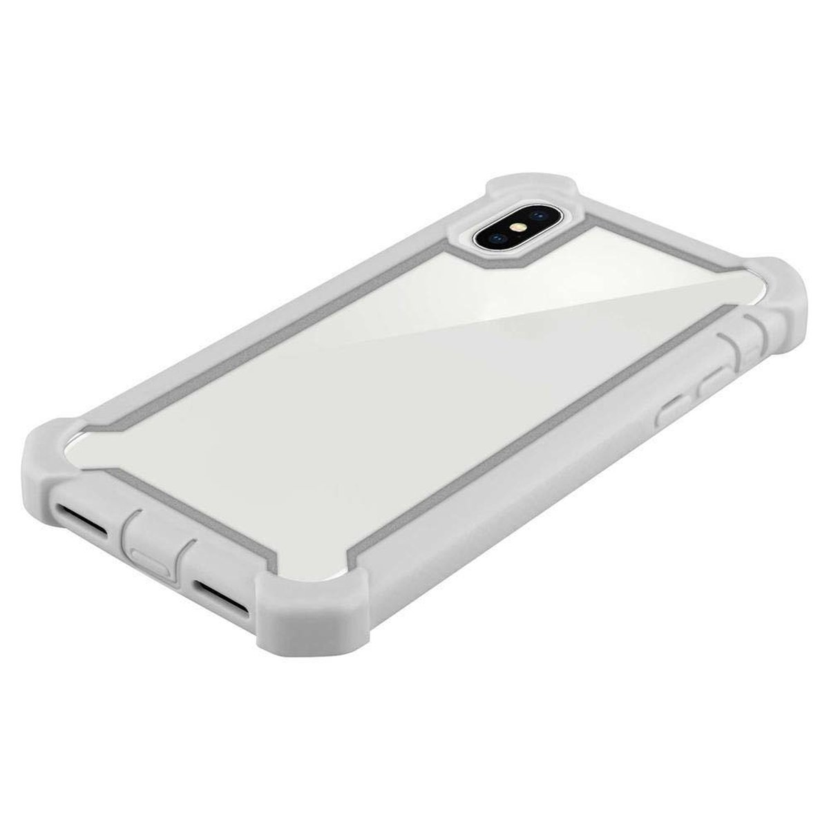 CADORABO Hybrid Hülle 2-in-1 iPhone Backcover, Apple, BIRKEN XS, GRAU / X Schutz