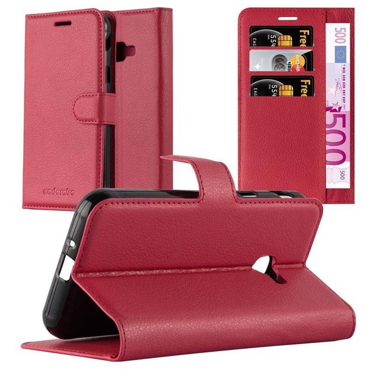 4s, CADORABO Standfunktion, Galaxy Bookcover, / Book XCover XCover KARMIN ROT Samsung, Hülle 4