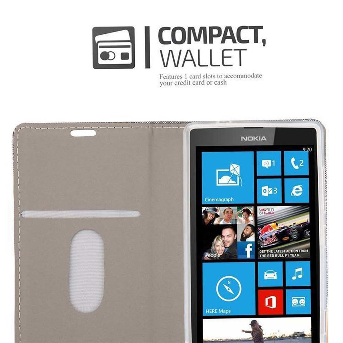 CADORABO Schutzhülle DUNKEL Lumia im / SCHWARZ Bookcover, BLAU Book 521, Nokia, 520 Style, Jeans