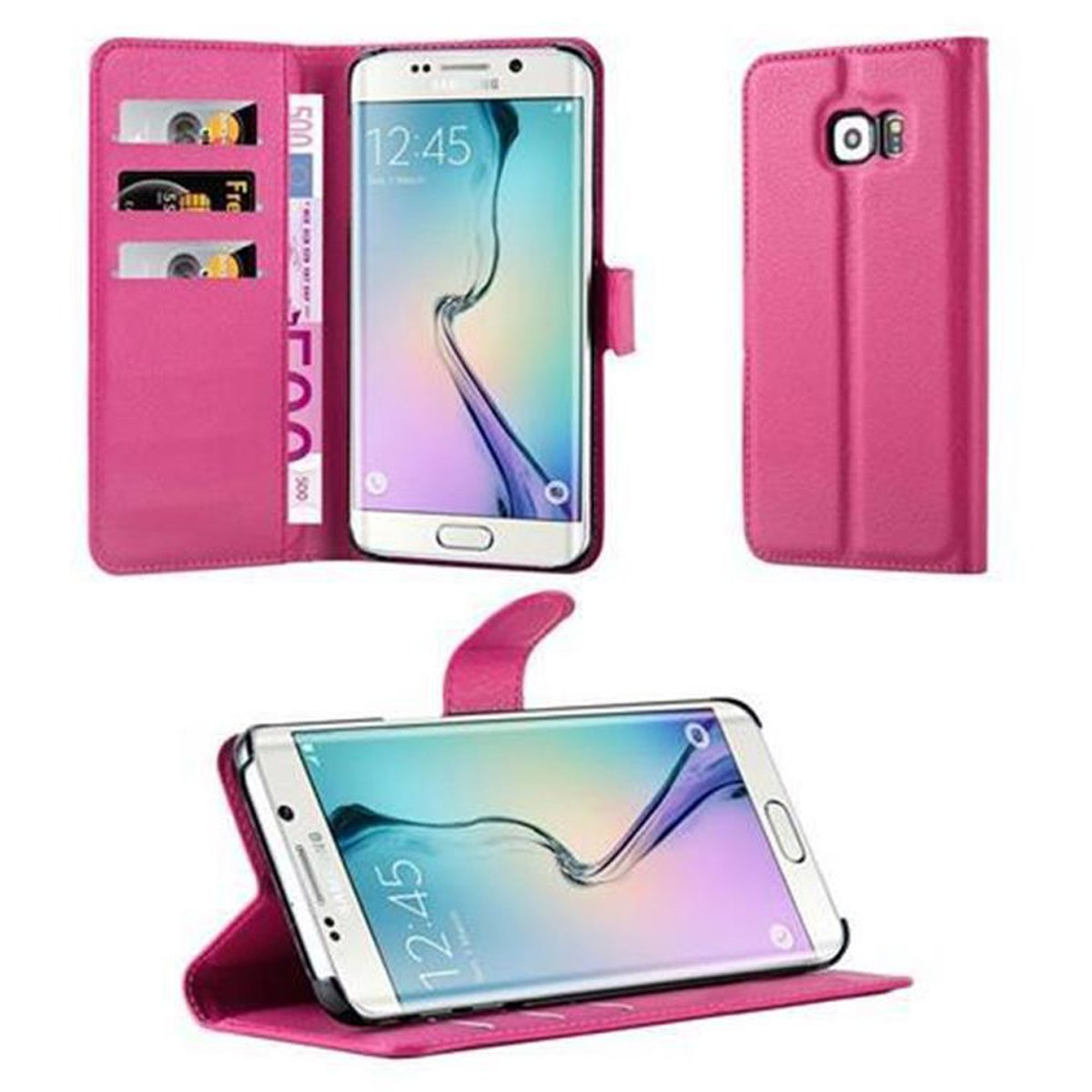 Book CADORABO CHERRY PINK Hülle Standfunktion, Samsung, Galaxy EDGE, S6 Bookcover,