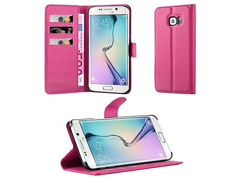 CADORABO Book Hülle Standfunktion, Bookcover, Samsung, Galaxy S6 EDGE, CHERRY PINK