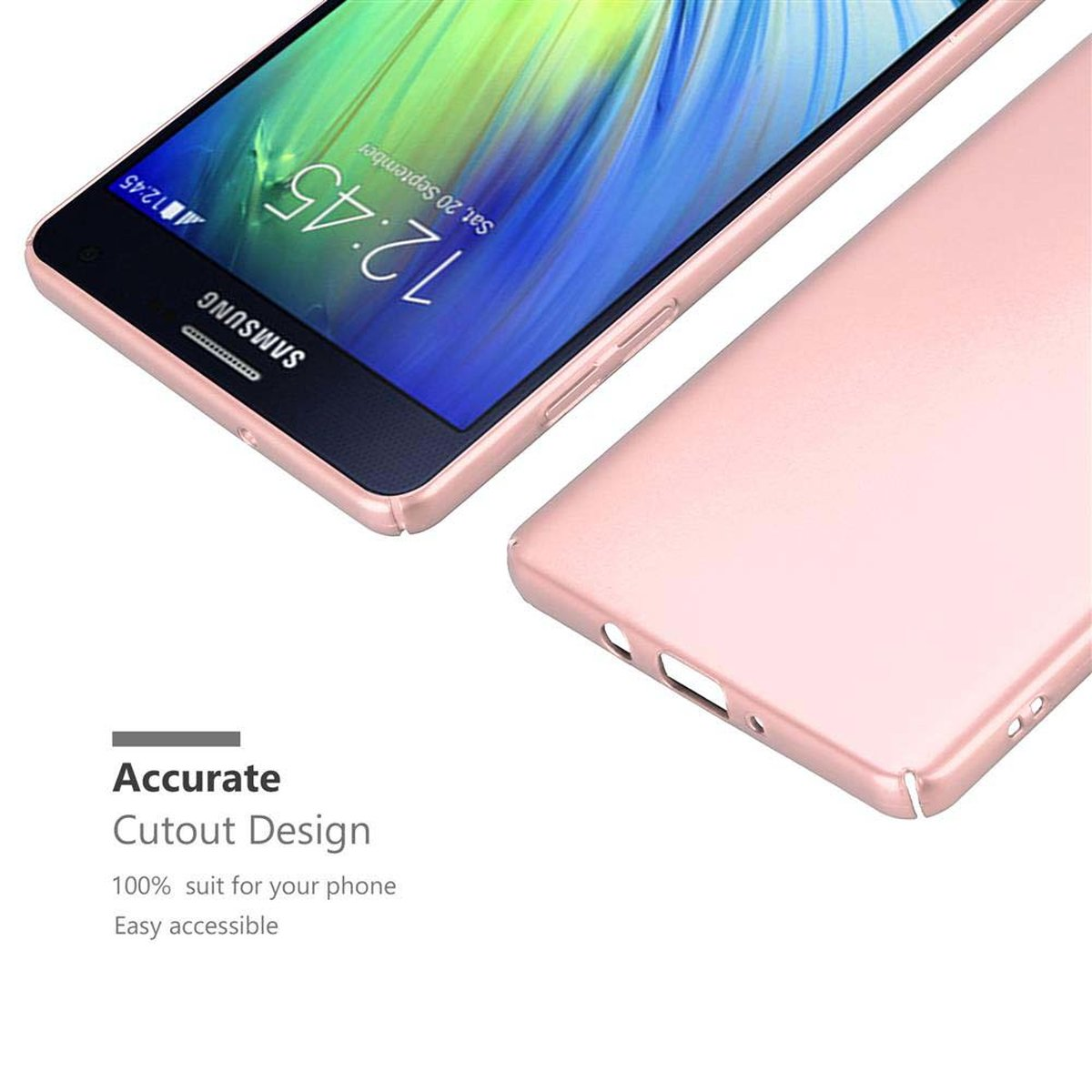 im Case Samsung, CADORABO Metall Hard GOLD Galaxy METALL A7 Hülle 2015, ROSÉ Backcover, Style, Matt