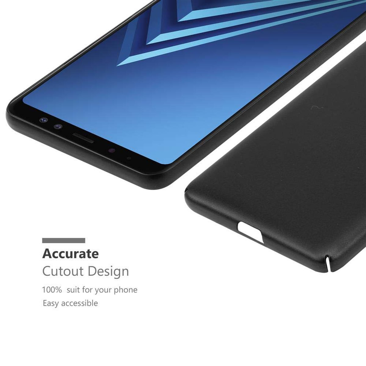 Galaxy A8 Hard SCHWARZ METALL Backcover, Style, Case 2018, CADORABO im Matt Samsung, Hülle Metall