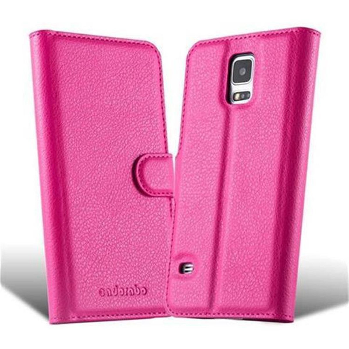 Bookcover, Book Standfunktion, S5 Galaxy NEO, S5 CADORABO CHERRY Samsung, PINK Hülle /