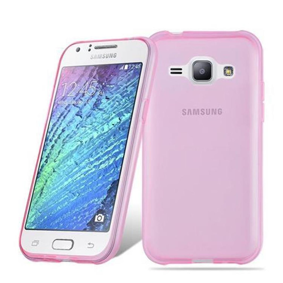 Zwei rosa Handyhüllen. Ein Telefon ist darin. Die Hüllen sind für ein Samsung-Telefon.