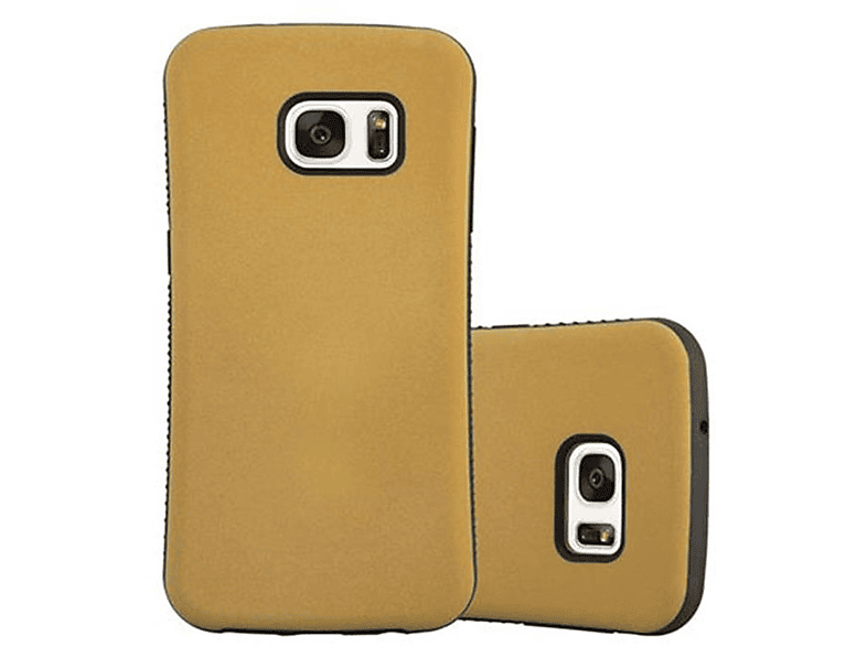 CADORABO Hülle Hard Case Small Waist mit rutschfestem Gummi-Rücken, Backcover, Samsung, Galaxy S7, GOLD BRAUN