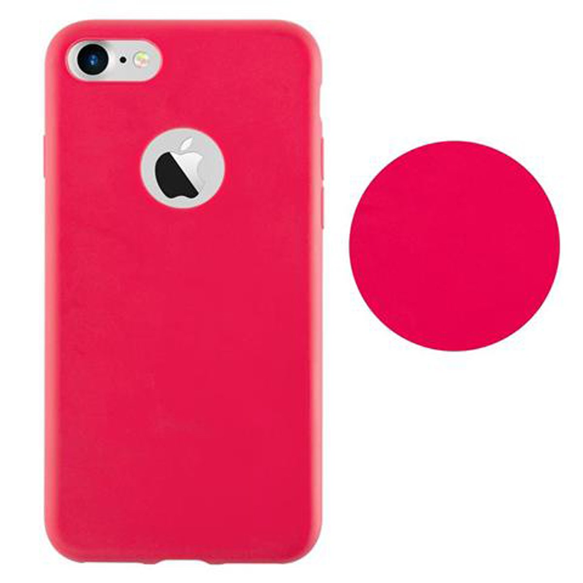 Custodia per telefono rossa con il logo Apple e un cerchio rosso su sfondo bianco.
