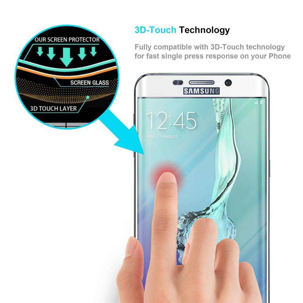 CADORABO Schutzglas voll EDGE PLUS) Schutzfolie(für kelebend S6 Samsung Galaxy