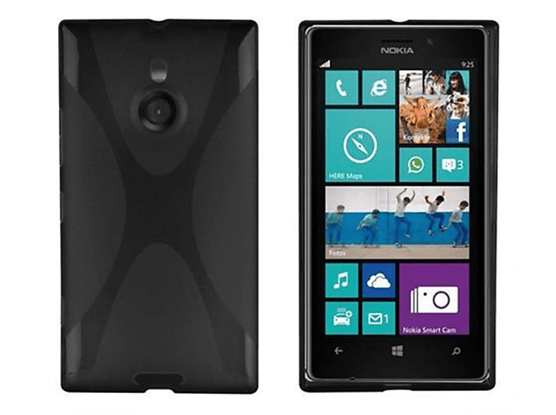 CADORABO TPU X-Line Schutzhülle, Backcover, Nokia, Lumia 925, OXID SCHWARZ