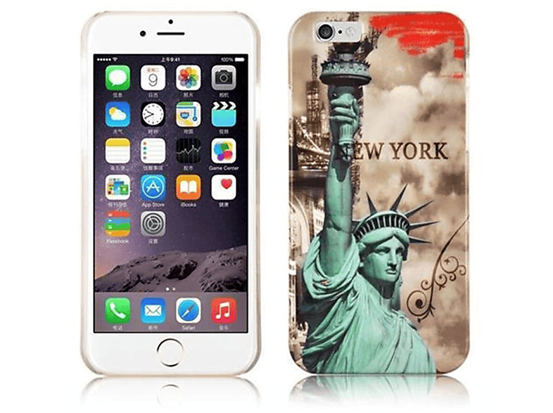 CADORABO Hülle, Backcover, Apple, iPhone 6 / 6S, NEW YORK - FREIHEITSSTATUE