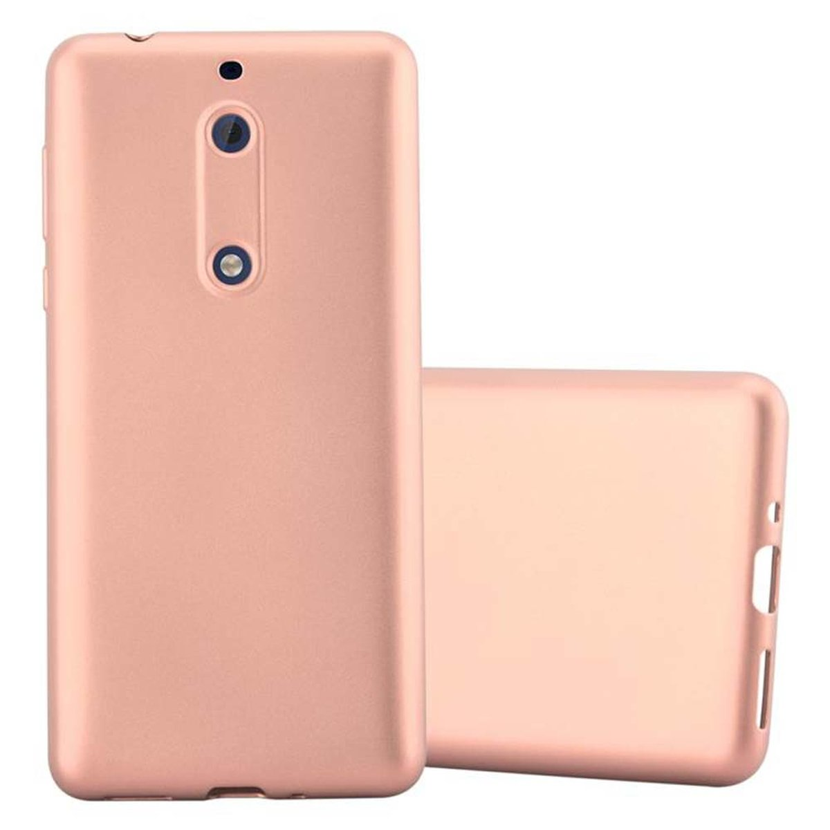 Nokia, METALLIC ROSÉ Metallic 5 TPU Backcover, Hülle, CADORABO GOLD 2017, Matt