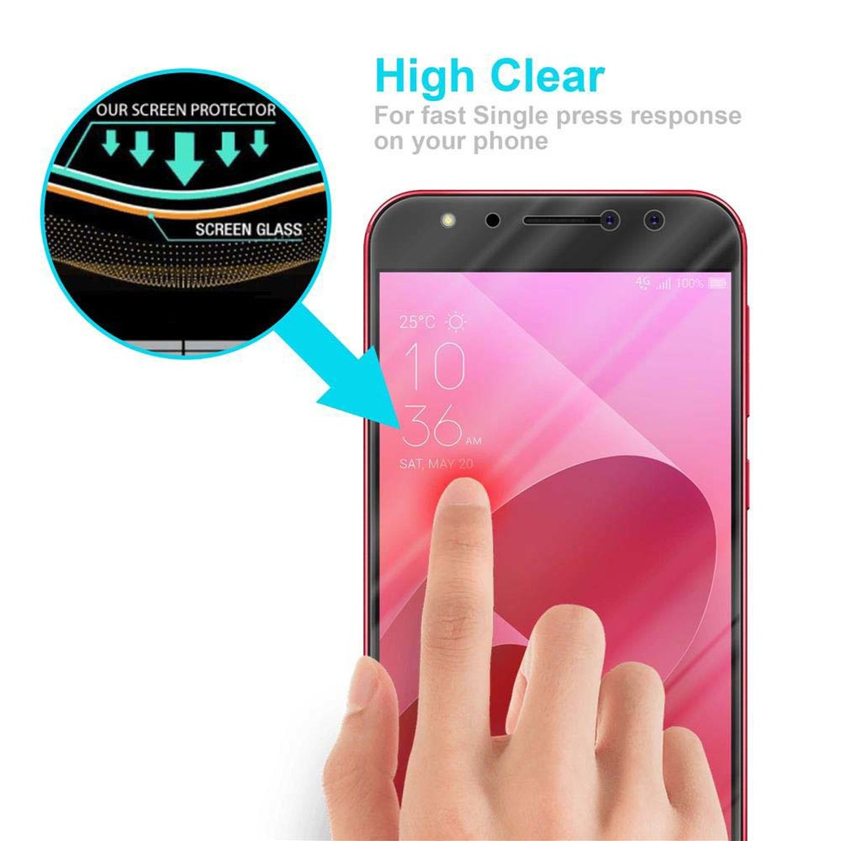 CADORABO Schutzglas Tempered PRO) Schutzfolie(für Asus ZenFone 4 Selfie Glas