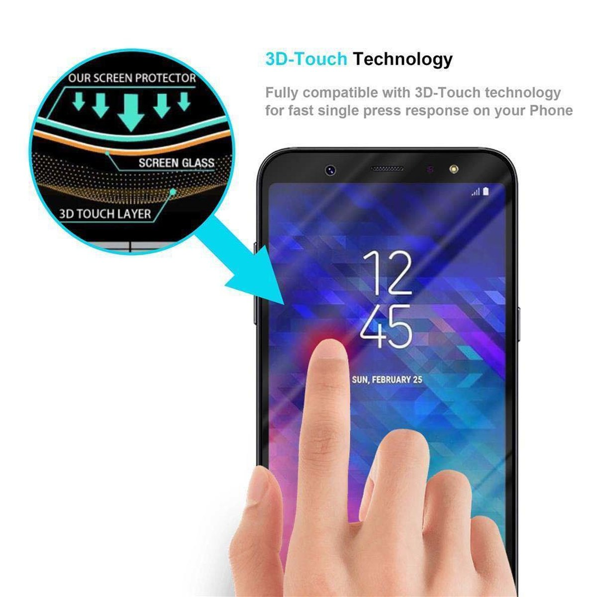 2018) Samsung Schutzglas CADORABO kelebend A6 voll Galaxy Schutzfolie(für