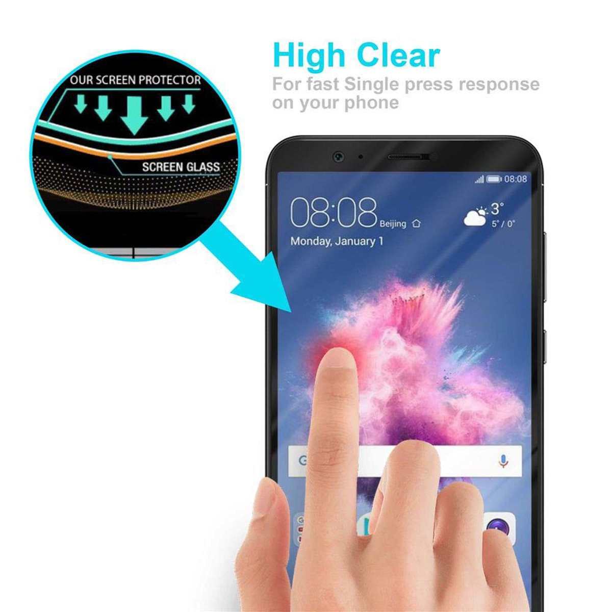 CADORABO Schutzglas voll kelebend P / 2018 SMART Huawei Schutzfolie(für Enjoy 7S)