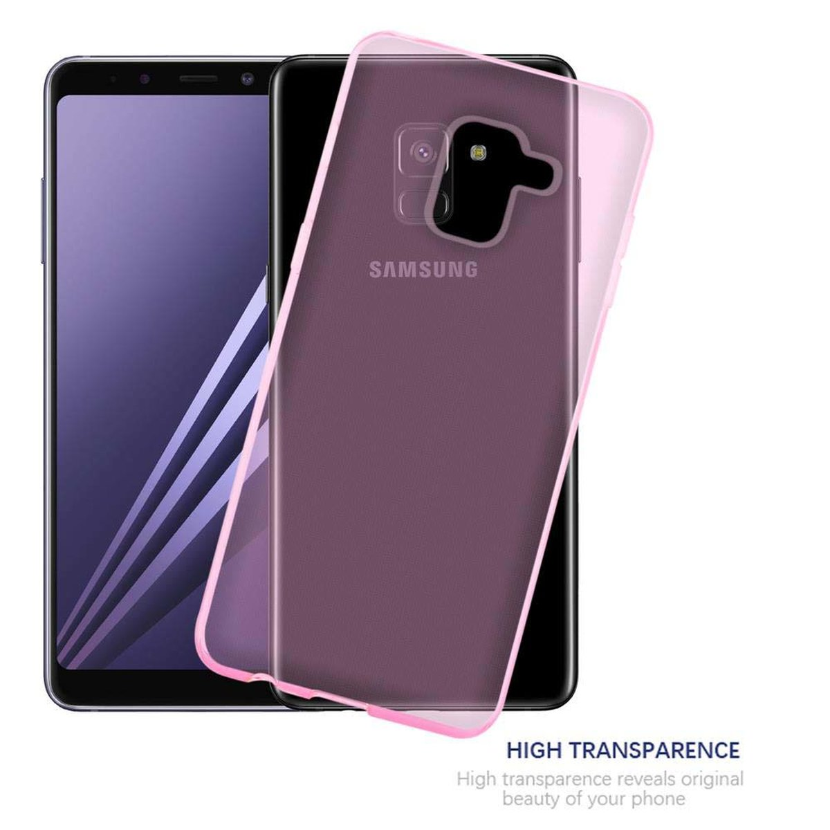 Ultra A8 TPU PINK Slim Galaxy Backcover, TRANSPARENT AIR CADORABO 2018, Samsung, Schutzhülle,