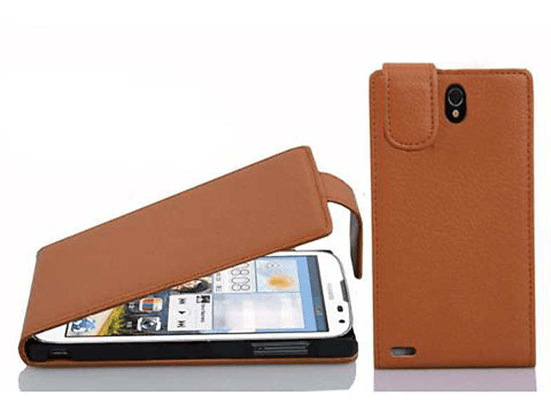 CADORABO Schutzhülle im Flip Style, Flip Cover, Huawei, ASCEND G610, COGNAC BRAUN